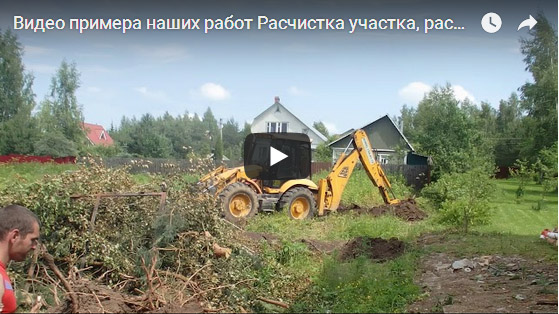 Видео примера наших работ -Расчистка участка, раскорчевка, выравнивание трактором  в Москве